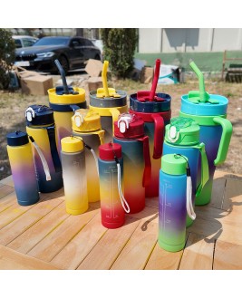 Hamaha Toptan Ticaret | 3'lü Stanley Tarzı Çift Ağızlı 300ml ,800 ml, 1200ml Motivasyon Matara Seti 