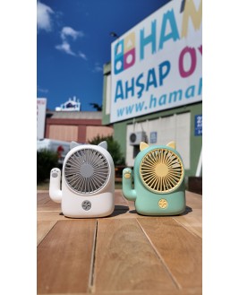 Hamaha Toptan Ticaret | Kedi Figürlü Mini Usb Sarjlı Zarif Şık Mini El Fanı Vantilatör Fan