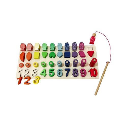 Hamaha Ahşap Eğitici Oyuncak Geometrik Logaritma Oltalı Balık Tutma Sayı Dizilişleri
