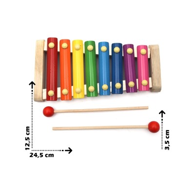 Hamaha Wooden Toys Doğal Ahşap Eğitici Oyuncak 8 Nota 8 Ton 8 Tuşlu Ksilofon HMH-024