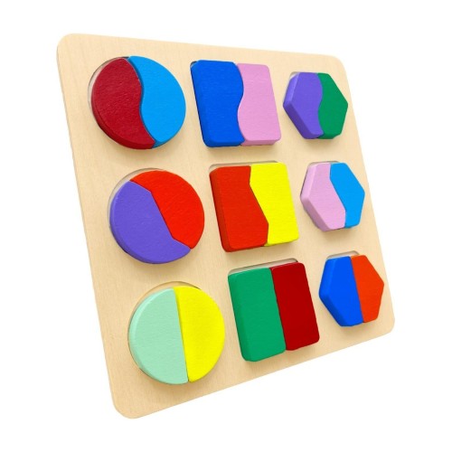 Hamaha Ahşap Eğitici Oyuncak Montessori Geometrik 2 Çizgi Şekiller Oyun Seti HMH-277