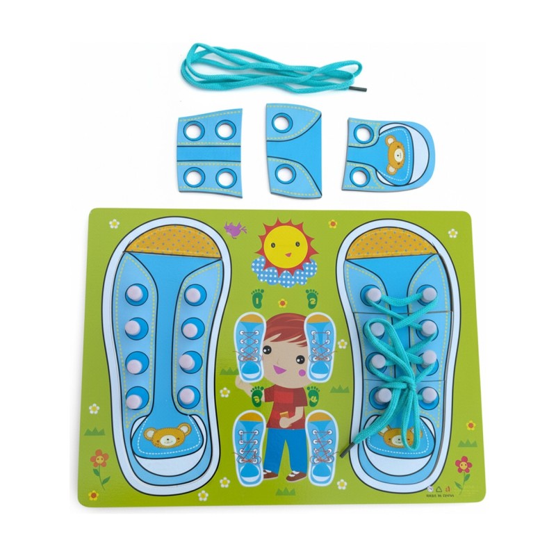 Hamaha Montessori Bağcık Bağlama Eğitim Panosu – Ayakkabı Bağlama Oyuncağı, Ince Motor & Öz-Bakım Becerileri (3+)