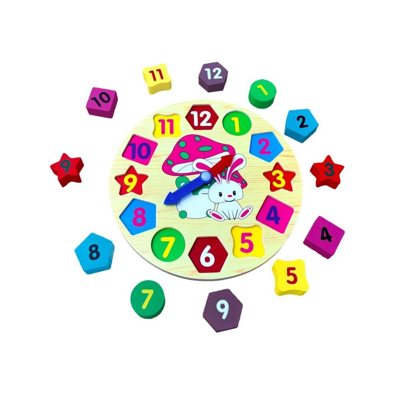Hamaha Ahşap Eğitici Oyuncak Geometrik Bul Tak Renkli Saat HMH-253