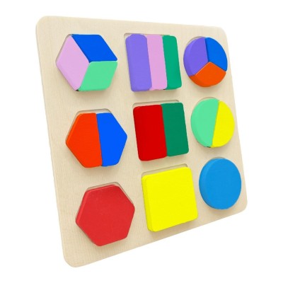 Hamaha Ahşap Geometrik Parçalı Şekil Yerleştirme Birleştirme Oyuncağı