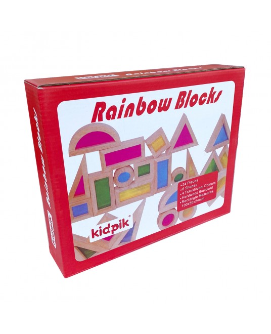 Hamaha Toptan Eğitici Ahşap Oyuncak Ahşap Gökkuşağı Rainbow Blokları 24 Parça Rainbow