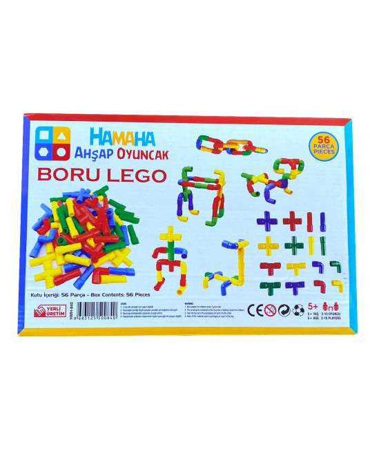 Hamaha Toptan Eğitici Ahşap Oyuncak 56 Parça Boru Lego