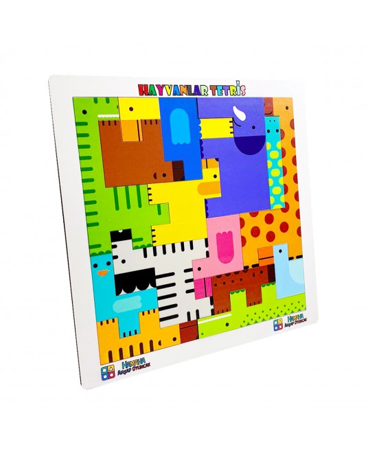 Hamaha Toptan Eğitici Ahşap Oyuncak Hayvanlar Animals Puzzle Yapboz Bultak Tetris