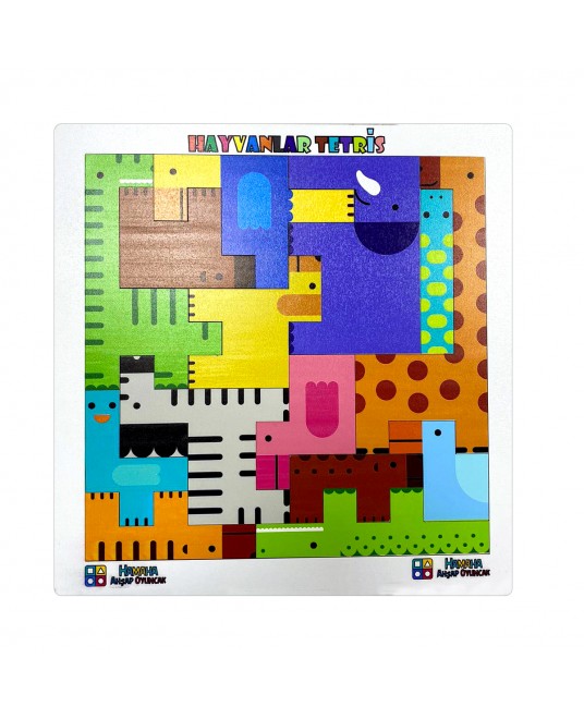 Hamaha Toptan Eğitici Ahşap Oyuncak Hayvanlar Animals Puzzle Yapboz Bultak Tetris