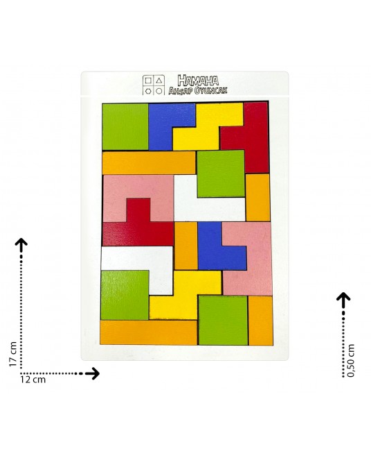 Hamaha Toptan Eğitici Ahşap Oyuncak 19 Parça Blok Tetris Zeka Oyunu