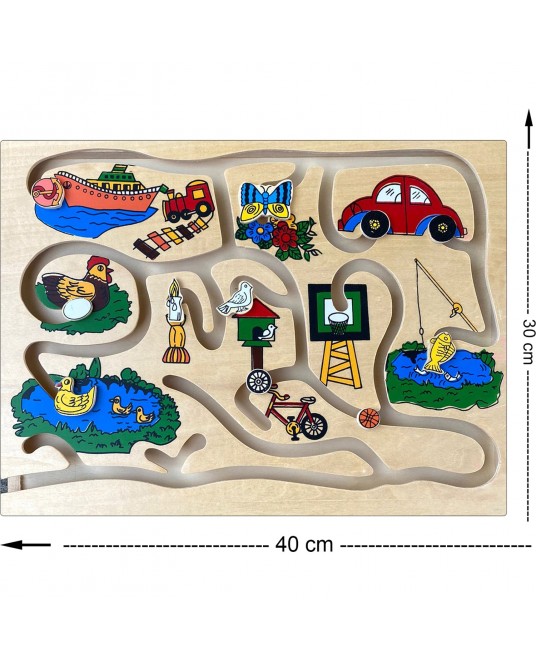 Hamaha Toptan Eğitici Ahşap Oyuncak Çiftlik ve Araçlar Şekilli Yerini Bulmaca Labirent Oyunu