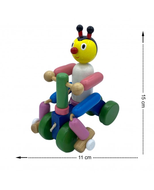 Hamaha Toptan Eğitici Ahşap Oyuncak Ipli Çekmeli Bisiklet Sürme Figür
