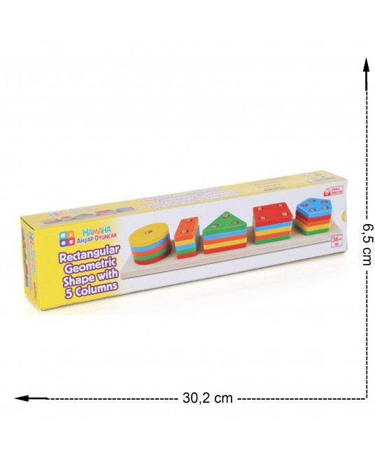 Hamaha Toptan Eğitici Ahşap Oyuncak Dikdörtgen 5'li Sütun Geometrik Şekil