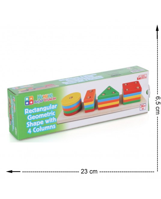 Hamaha Toptan Eğitici Ahşap Oyuncak Dikdörtgen 4 lü Sütun Geometrik Şekil Bul-Tak