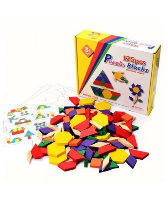 Hamaha Toptan Eğitici Ahşap Oyuncak Ahşap 125 Parça Tangram Puzzle