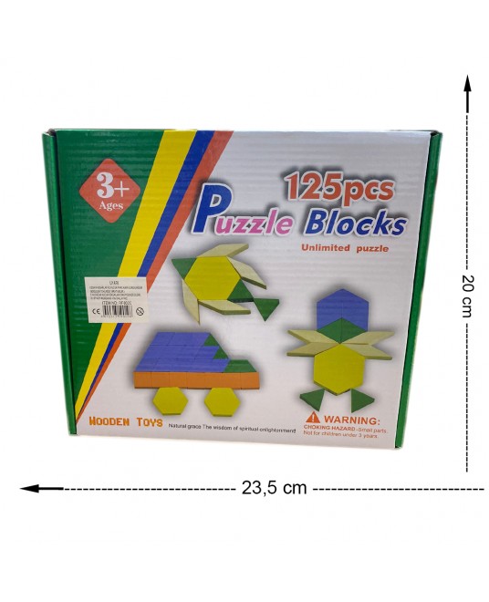 Hamaha Toptan Eğitici Ahşap Oyuncak Ahşap 125 Parça Tangram Puzzle