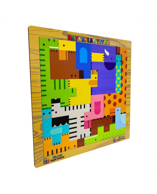 Hamaha Toptan Eğitici Ahşap Oyuncak Hayvanlar Animals Puzzle Yapboz Bultak Tetris