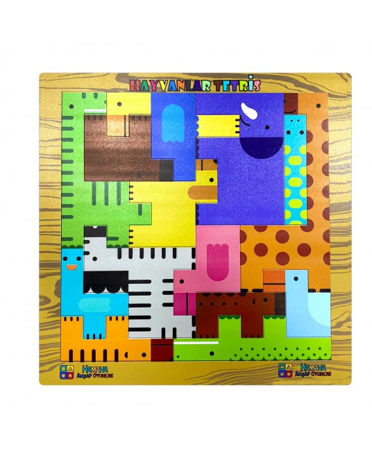 Hamaha Toptan Eğitici Ahşap Oyuncak Hayvanlar Animals Puzzle Yapboz Bultak Tetris